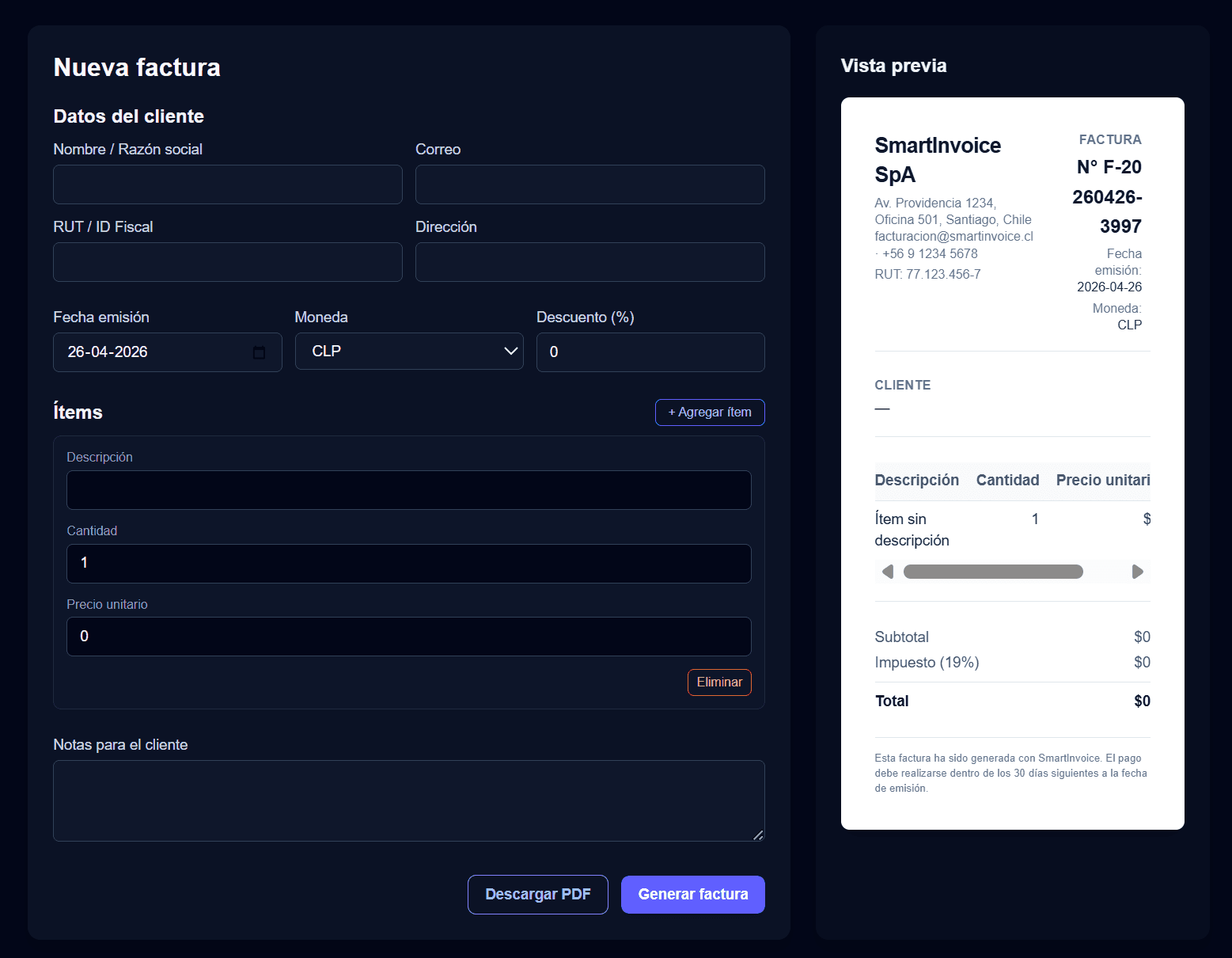 Invoice form